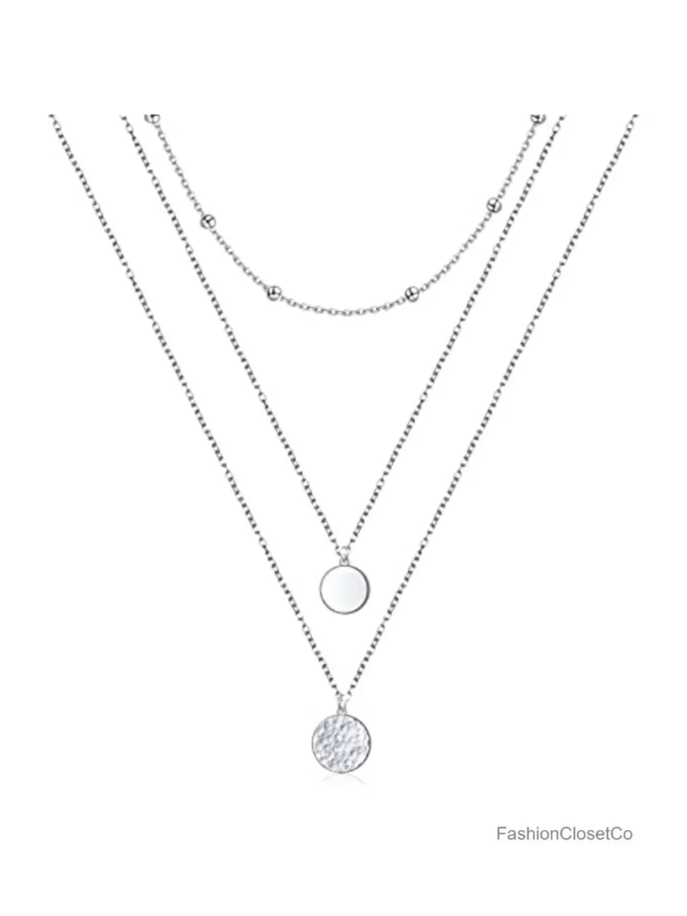 S925 Sterling Silver Layered Triple Necklace Dainty Pendant Jewelry Women